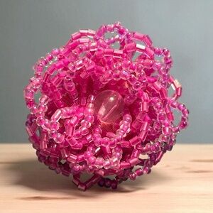 Adorable Pink Beaded Statement Ring